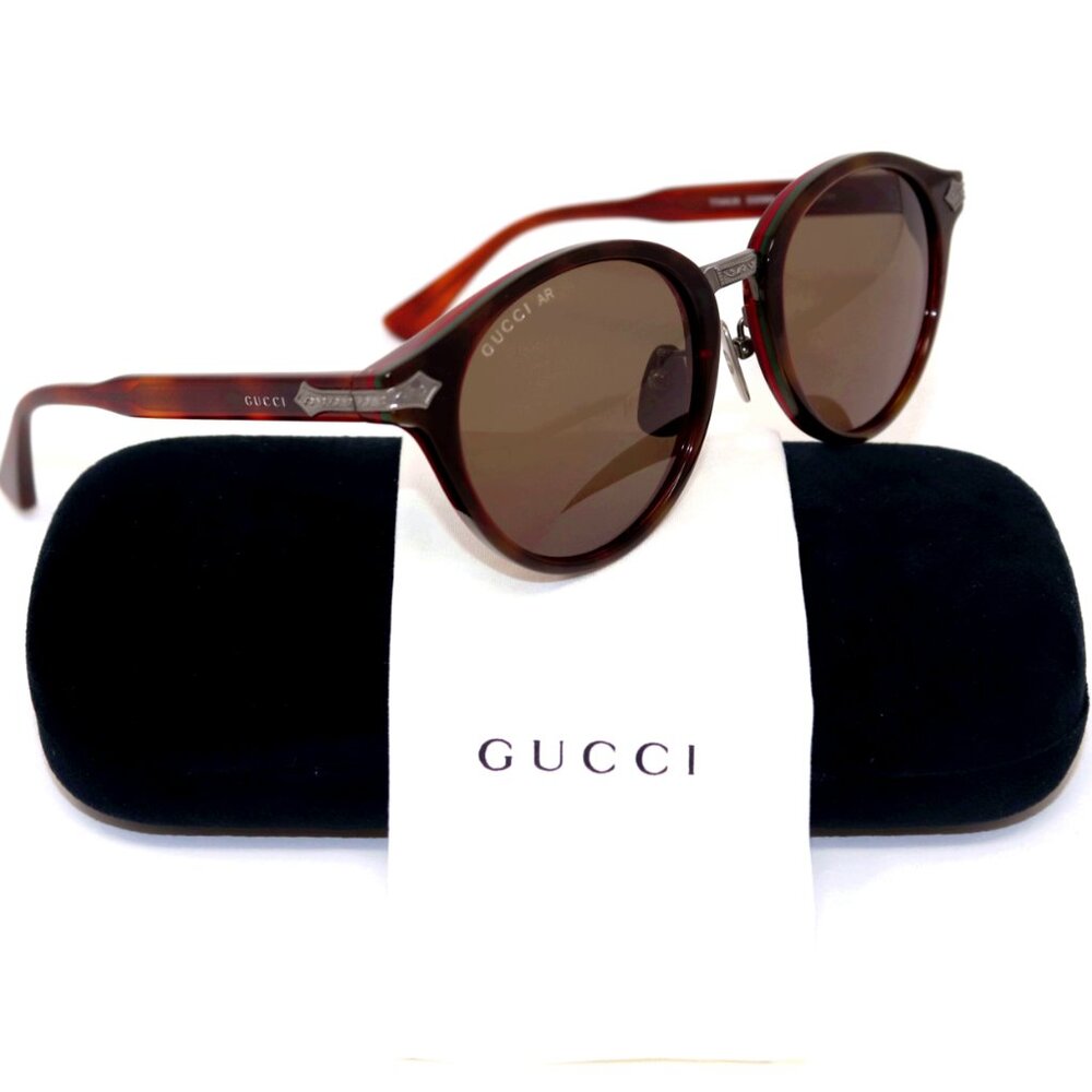 Gucci Havana Brown Sunglasses GG0066s 001 50 20 145 Titanium Unisex- Men / Women